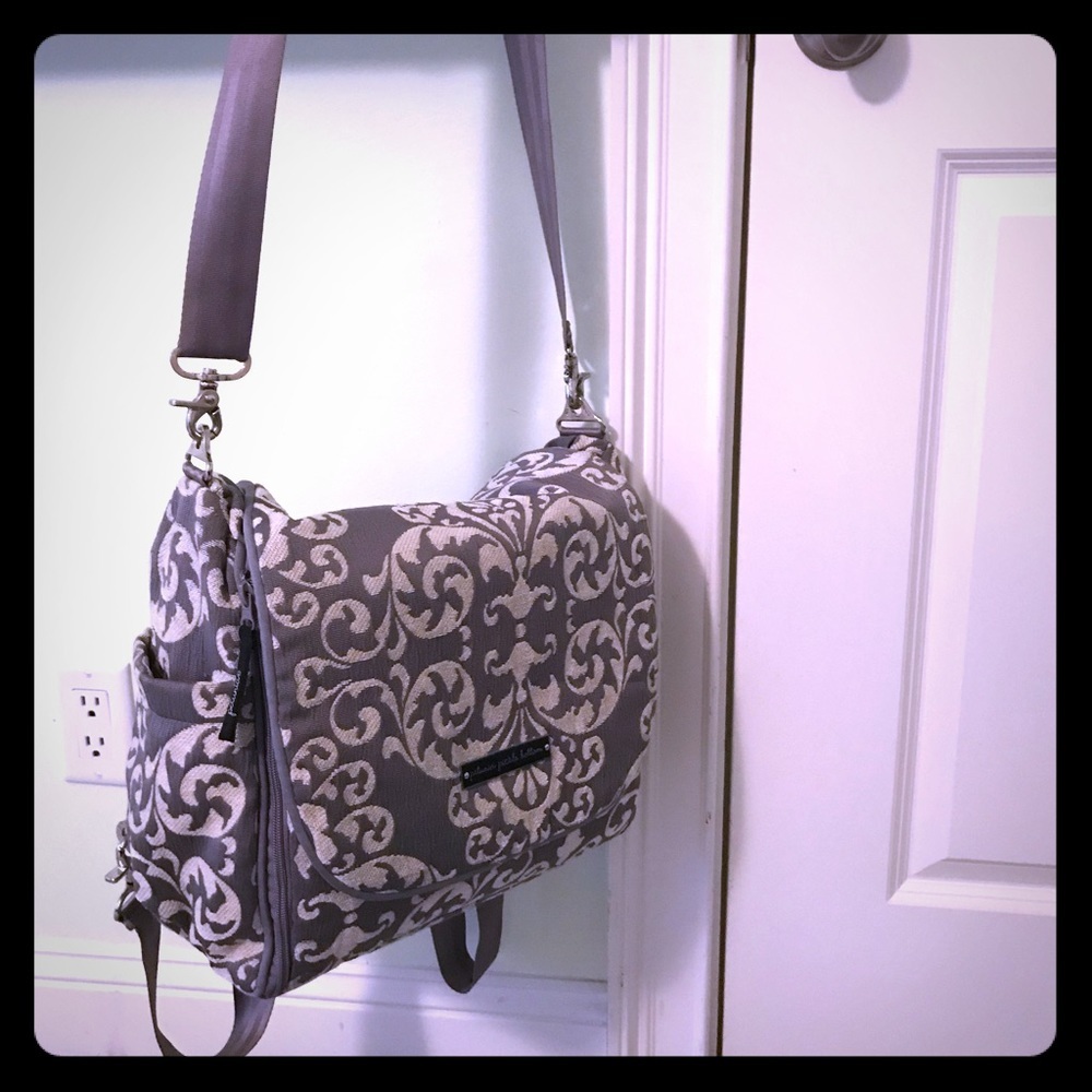 Petunia Pickle Bottom Earl Grey Chenille Diaper Bag Backpack with Changing Pad